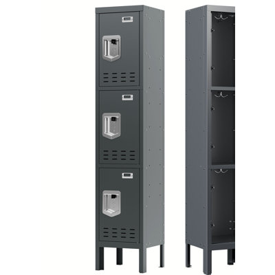 Storage Locker,metal Locker,lockers For Employees,metal Locker Storage Cabinet With 3 Doors, Card Slot,lockable Steel Locker For Gym,school,home,office,garage,assembly Required