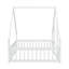 Lit blanc au sol avec structure en forme de maison et garde-corps - Fabriqué en pin pour une bonne nuit de sommeil-130040735