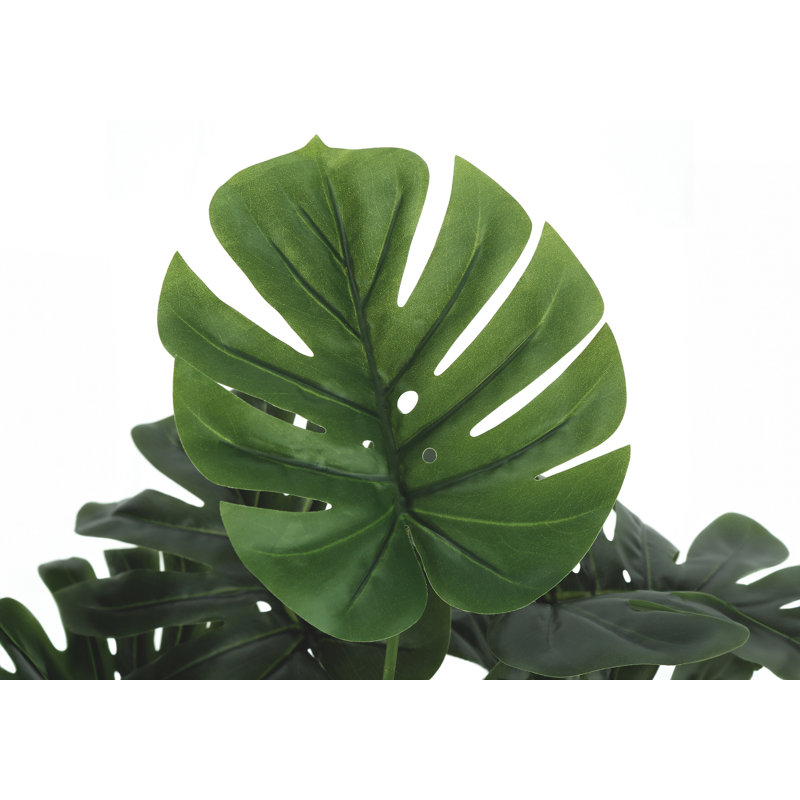 24" Green Monstera Artificial Indoor Floor Plant in Black Pot