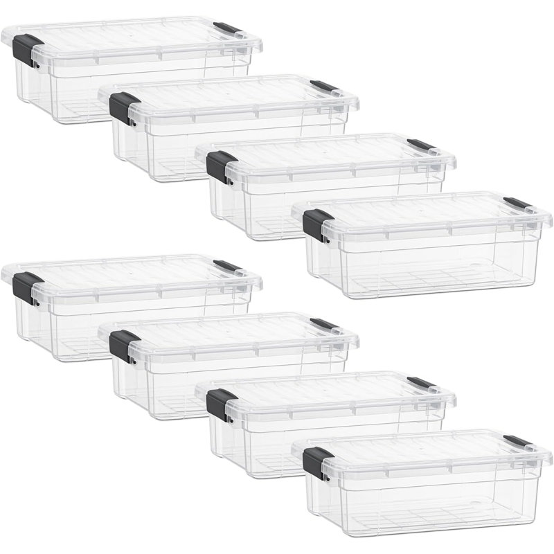 Ensemble de 8 bacs de rangement transparents Latitude Run® avec couvercles en plastique pour la maison, 7,4 pte