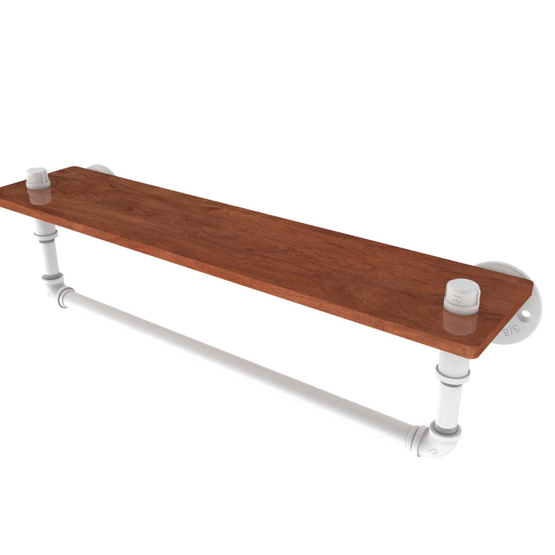 Tablette en bois massif Bayer, Blanc mat, H 6,5 po x l 22 po x P 5,6 po