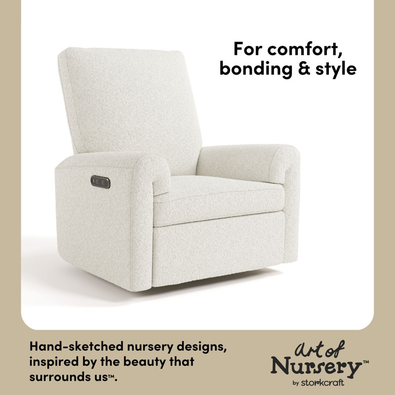 Sorrento Deluxe Power Recliner Swivel Glider, Ivory Boucle