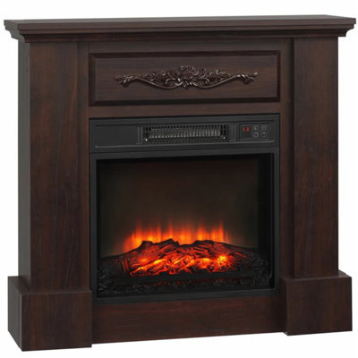 Freestanding Electric Fireplace With LED Log Flame, Overheat Protection, And Remote Control For Cozy And Safe Heating