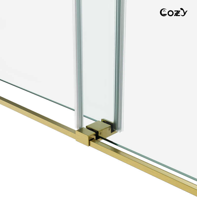 56-60" W  x 66" H Frameless Double Sliding Tub Door with 3/8" (10mm) Clear Tempered Glass, Shatter-Resistant Film & Installation Hole Locator