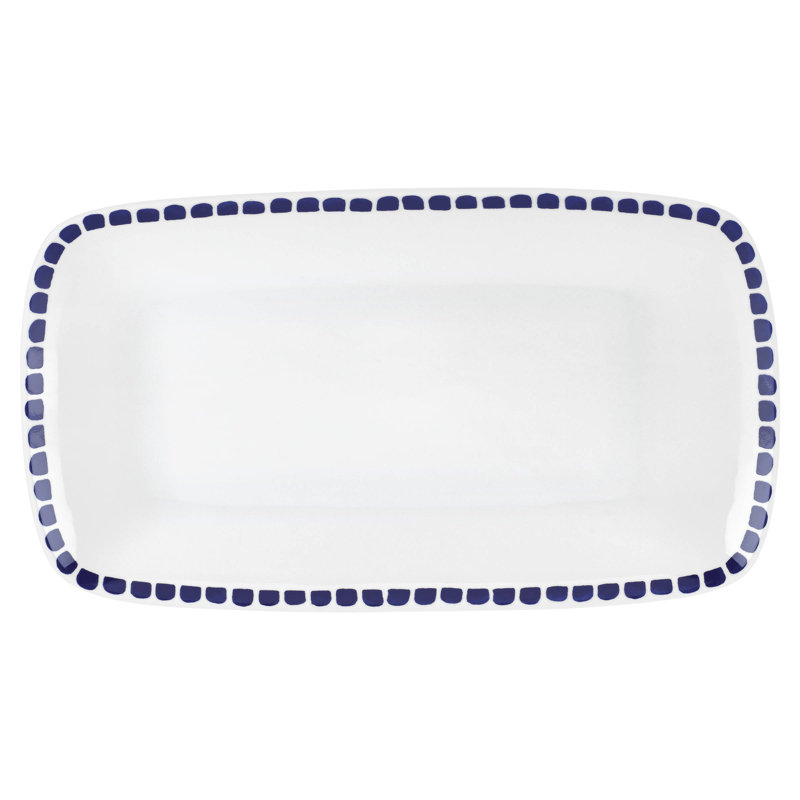 Charlotte Street Porcelain China Platter, White/Blue