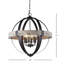 Lustre en forme de globe à 6 lumières avec accents en bois Cannella