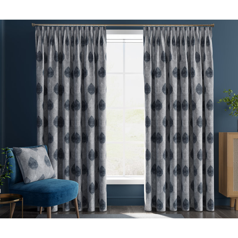 Kangley Chenille Room Darkening Curtain Single Panel, Grey, 228cm Width x 183cm Drop