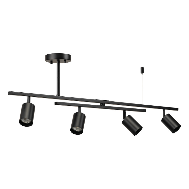 Ensemble de rail d'éclairage 6 lumières, L 64 po, Noir