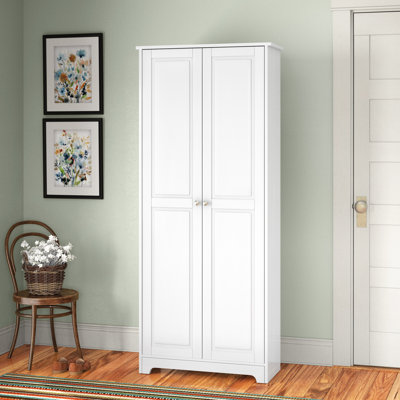 Armoire de rangement à cinq niveaux et à deux portes Burkhart - blanc