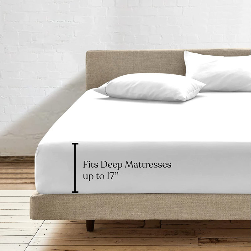 Delara GOTS Certified 100% Organic Cotton Sateen Fitted Sheet Set, 400TC Long Staple, Soft & Breathable with Deep Pocket