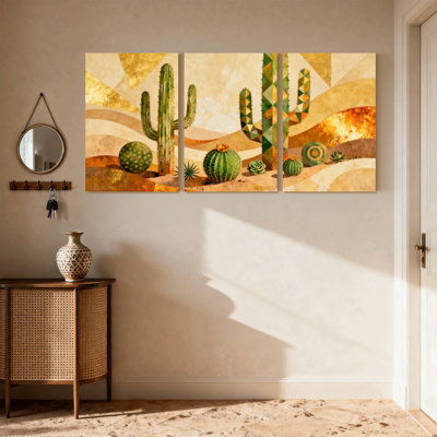 Cactus du désert, impression de paysage de cactus, ensemble de 3 impressions sur toile