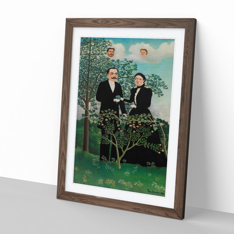 The Past and the Present by Henri Rousseau - Picture Frame Painting, 65cm H x 48cm W x 2cm D, Walnut Framed