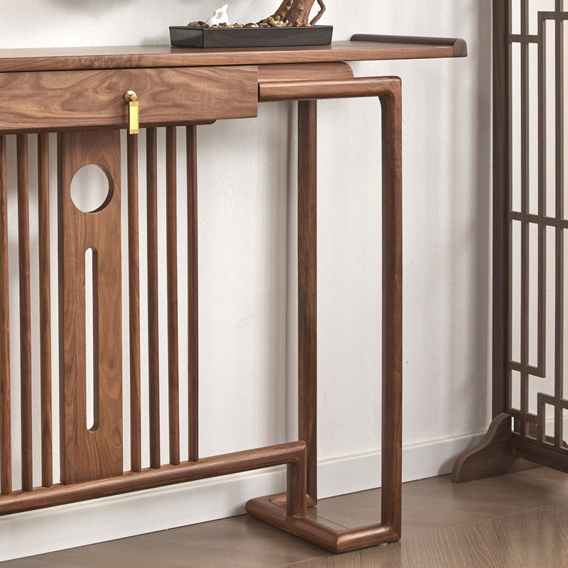Console de style chinois simple de style rétro brun, 35.4" H x 54.3" W x 12.6" D