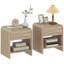 Ensemble de 2 tables de chevet, table de chevet avec coins arrondis, naturel