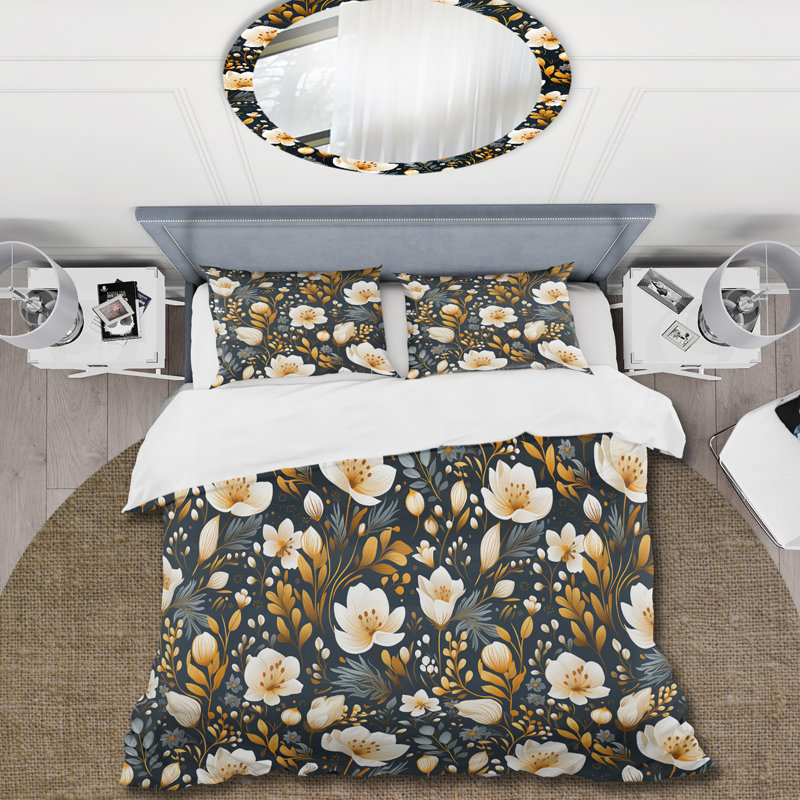 Matko ivoire bohème chic motif floral VII - ensemble de housse de couette floral - microfibre de polyester