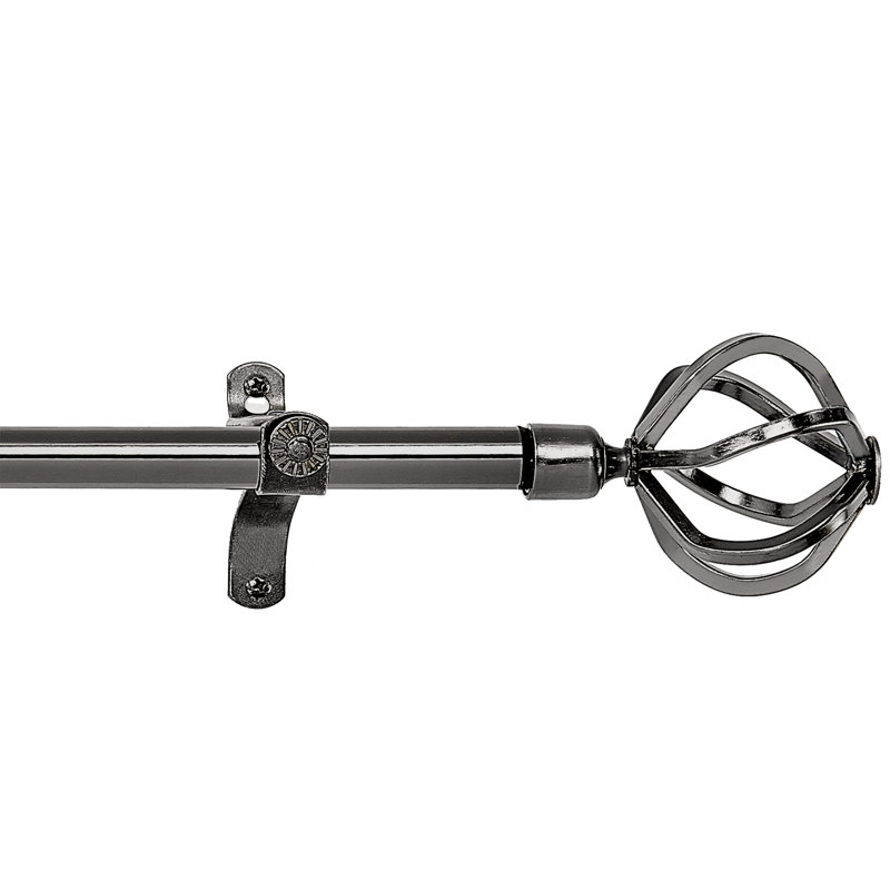 Tringle à rideaux simple réglable Musa, De 28 po à 48 po de largeur, Nickel noir