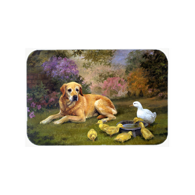 Caroline's Treasures Yellow Labrador and Chicks Glass Cutting Board