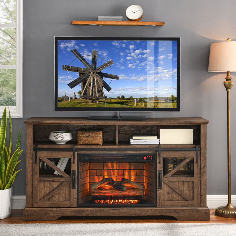 Meuble audio-vidéo 60 po avec porte, Bois brun