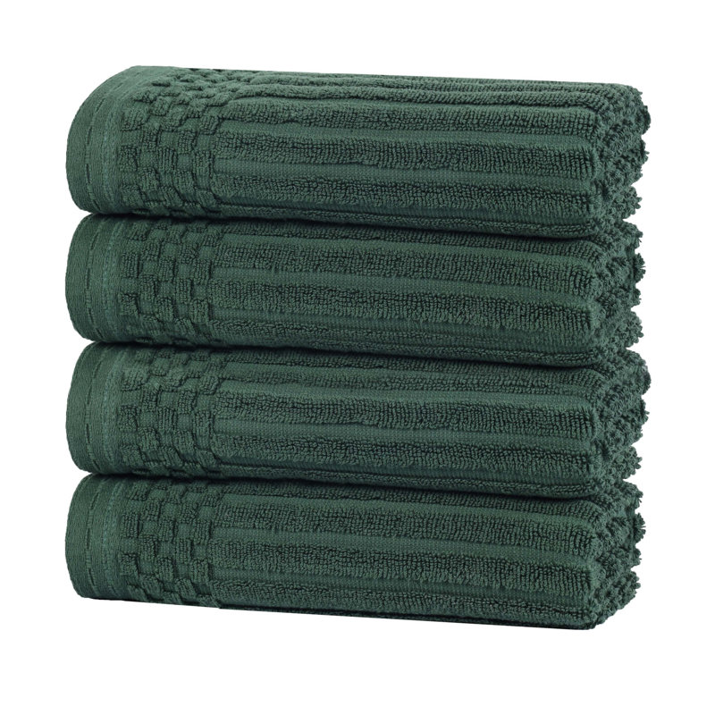 Collection de serviettes en coton Soho Spa, Ensemble de 4 serviettes à main, Vert forêt