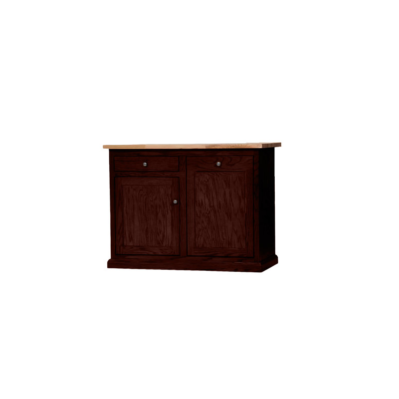 Traditional Oak 48" Solid Wood Kicthen Island with trash bin compartment and Drop Leaf, Concord Cherry
