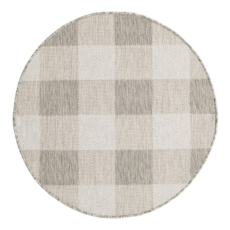 Tereon Checkered Machine Made Power Loom Polypropylene Plastic Indoor/Outdoor Area Rug in Gray
