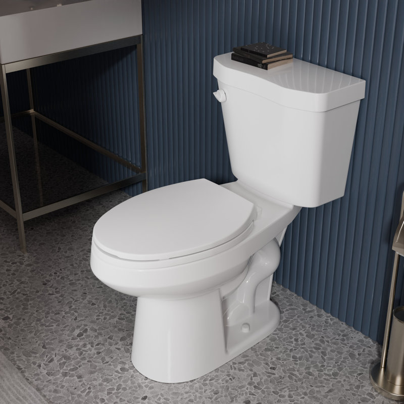 Toilette allongée siphon en céramique 2 pièces 1,28 GPF avec siège à fermeture en douceur blanche de 12 po Garden ADA