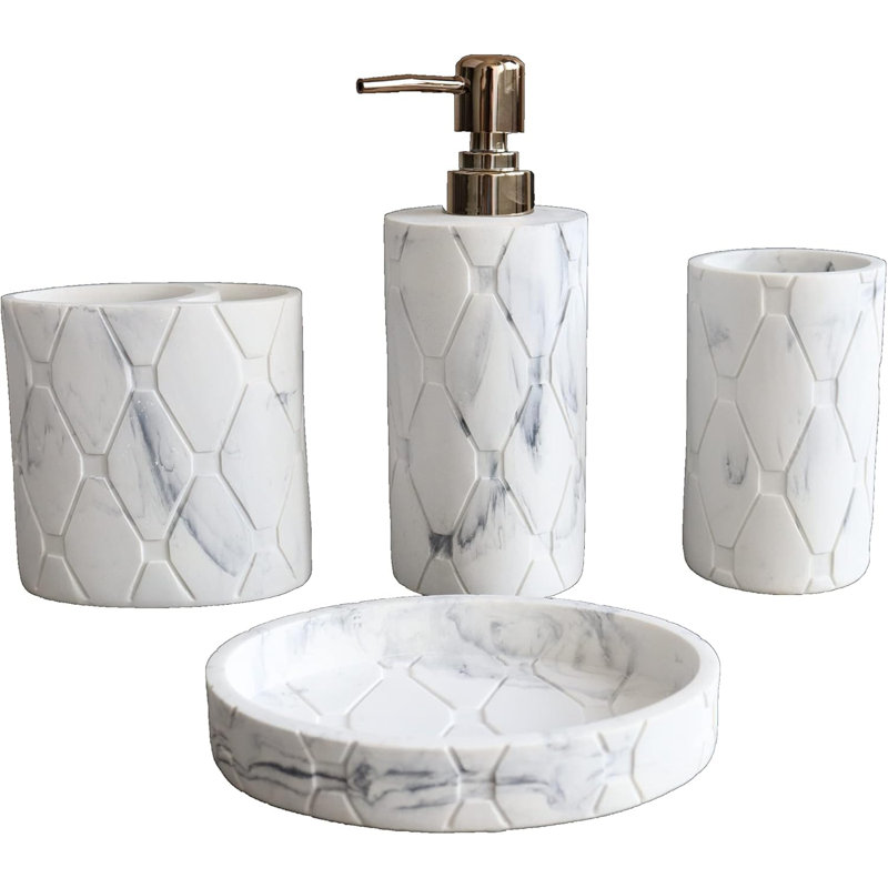 Marble Design Bathroom Accessories Set
