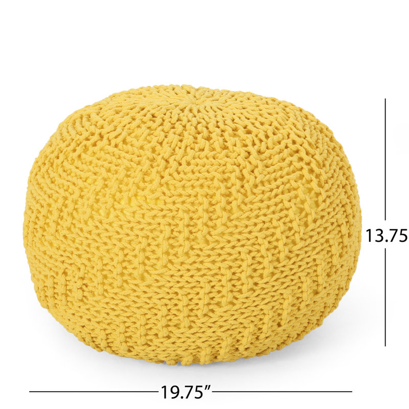 Repose-pieds tricoté en coton jaune avec repose-pieds, capacité de poids de 200 lb, élément décoratif, nettoyage des taches recommandé, bourre de perles, profondeur de 20,58 po, largeur, hauteur de 14,11 po