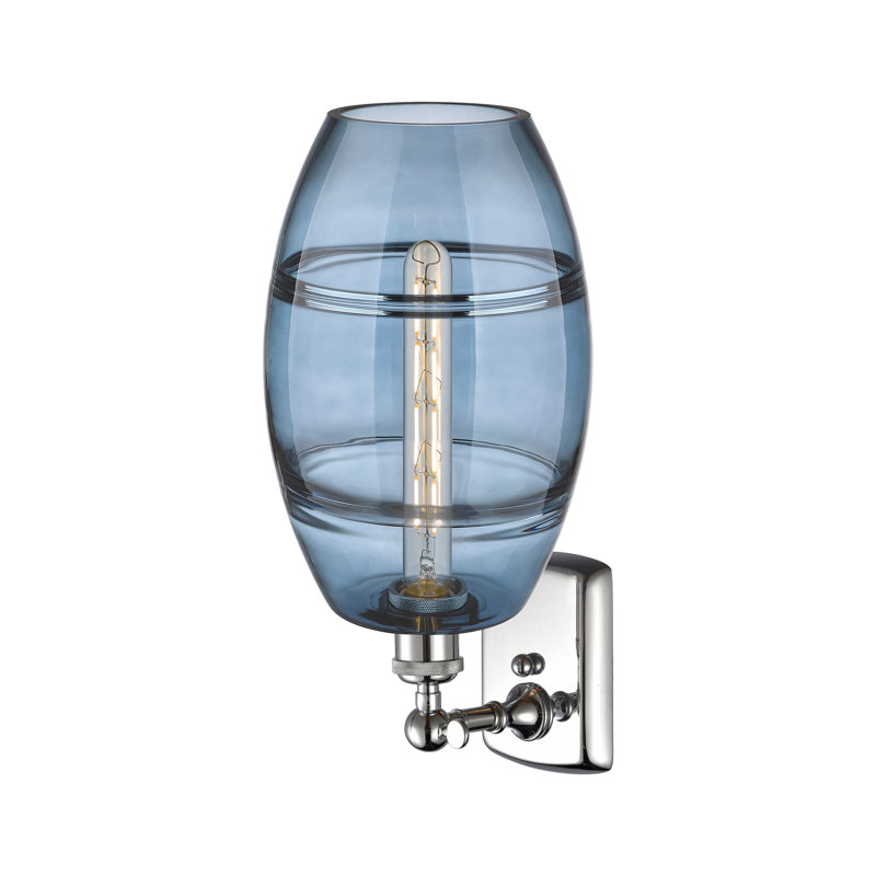 Bettylou Steel Armed Sconce, Polished Chrome, 10.88" H x 8" W x 8.13" D, Princess Blue