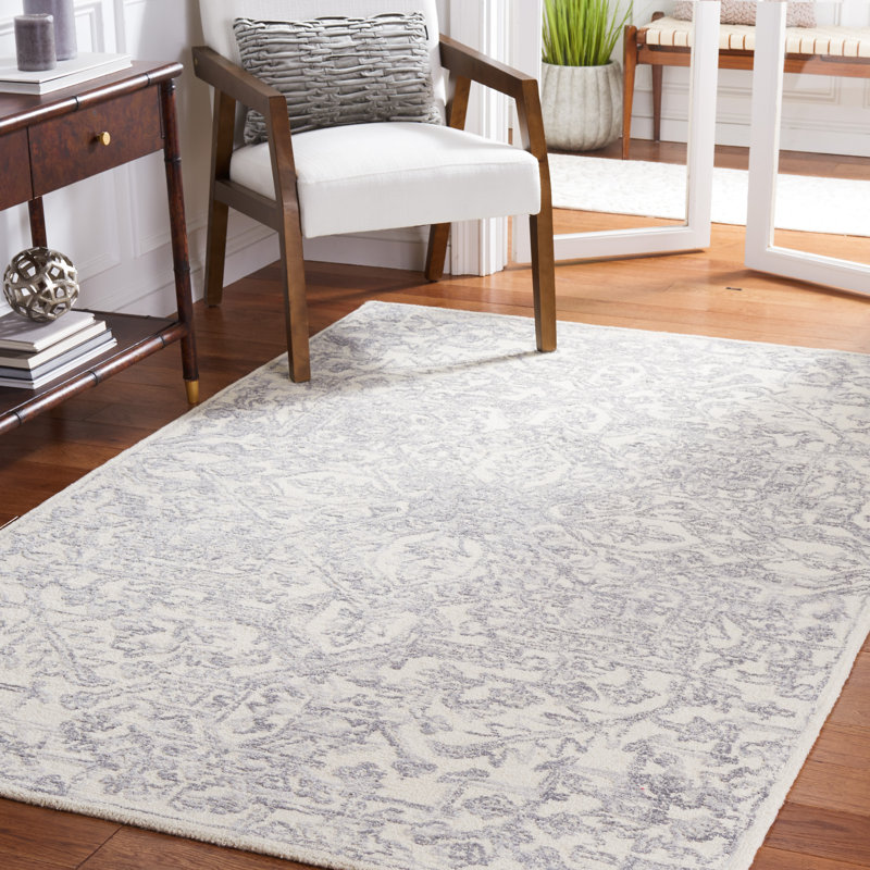 Tapis oriental beige / gris en laine / coton touffeté à la main Bellwether, Rectangle de 5 pi x 8 pi