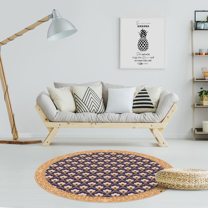 Bynoe Non-Slip Geometric Indoor Doormat, Round 136cm