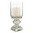 Glass Handmade Turned Style Pillar Silver Hurricane Lamp with Faux Mercury Glass Finish