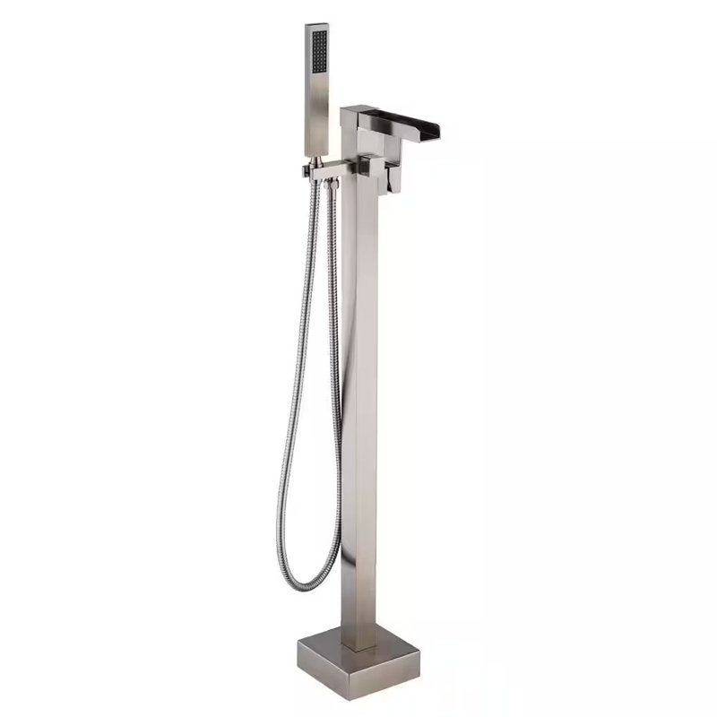 Robinet de baignoire autoportant à 1 poignée avec inverseur, Nickel brossé