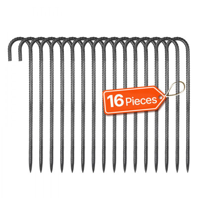 Rebar Stakes Heavy Duty J Hook Galvanized Steel Ground Anchors