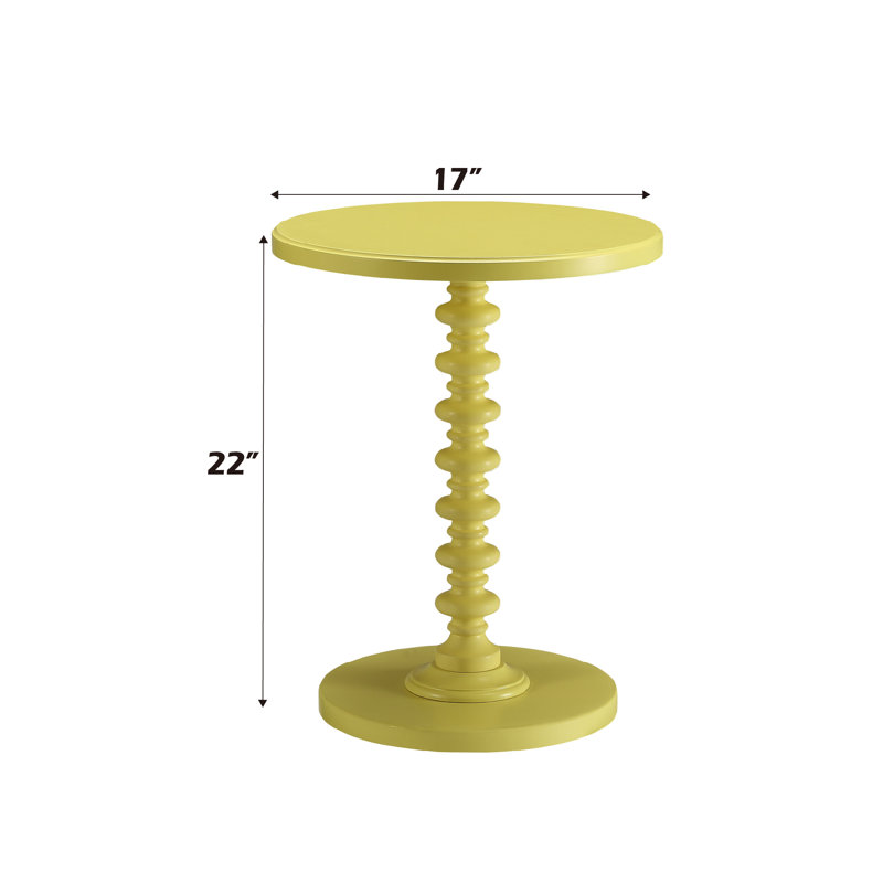 22" Accent End Table,Pedestal End Table, Side Table, Coffee Table, Yellow