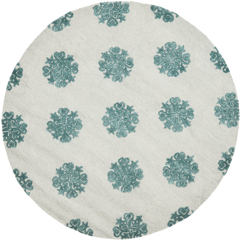 Candelo Hand Tufted Wool Floral Rug, Round 6'