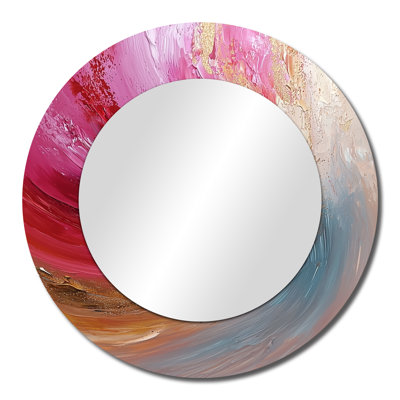 Gold And Pink Ocean Ink Harmony I - Abstract Mirror Wall Art - Printed On Metal