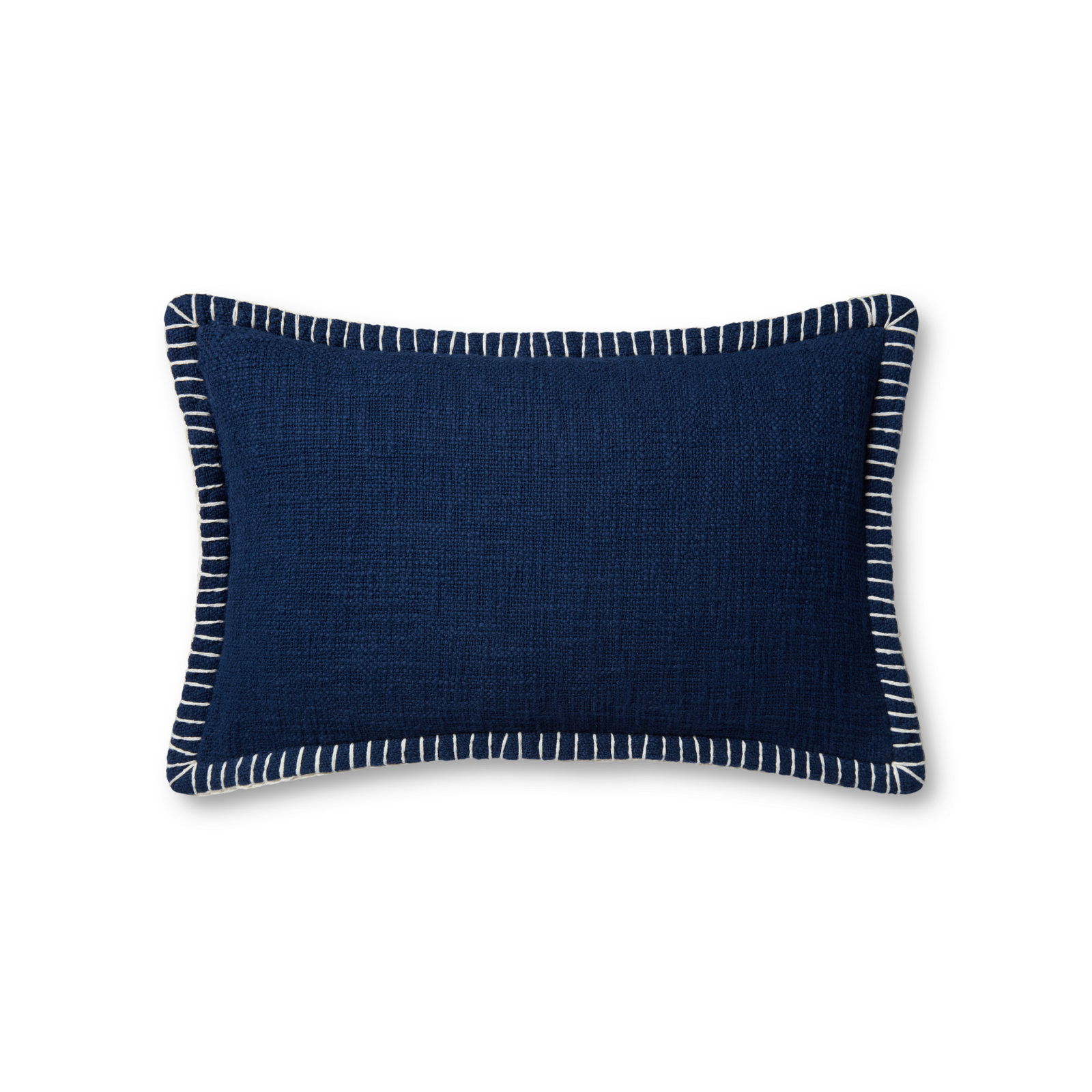 Fernande Cotton Throw Pillow, Down Blend, Navy, 13" H x 21" W x 6" D