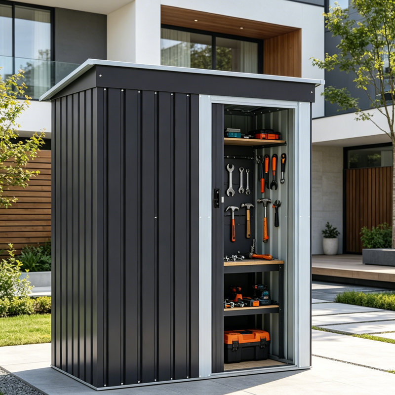 Dark Black Garden Storage Shed