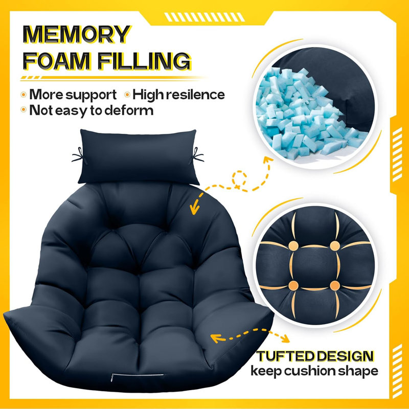 Coussin de chaise Egg - Remplacement de mousse à mémoire de forme avec appui-tête bleu