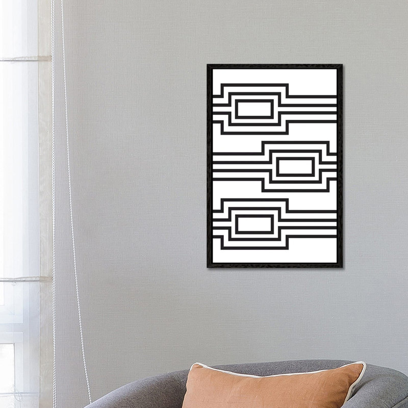 Horizontal Lines by Flatowl - Print on Canvas, Black Framed Canvas, 66.04 cm H x 45.72 cm W