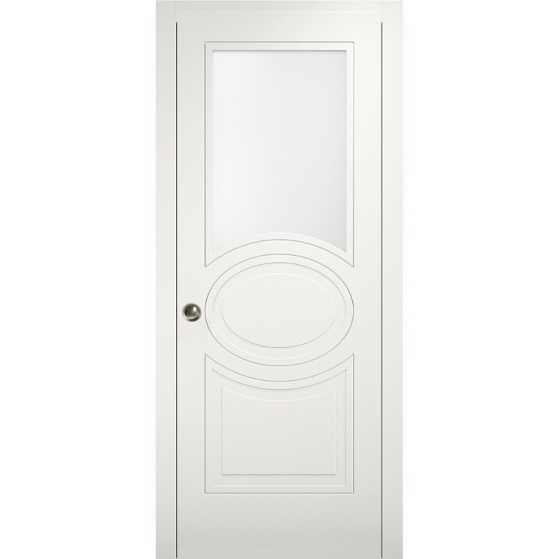 Porte blanche en verre givré Mela, 42 po x 84 po