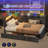 Upholstered Twin Size Daybed with Storage, Charging Station, and LED Lights, , No Box-Spring Needed-1166295887