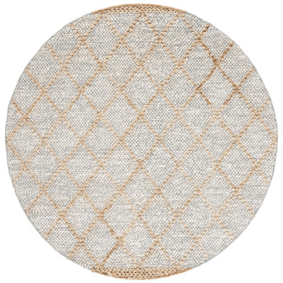 Khorie Natural Fiber Flat Weave Jute/Cotton/Wool Geometric Rug in Brown/Gray