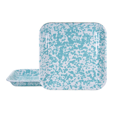 Set of 2 Sea Glass Square Trays