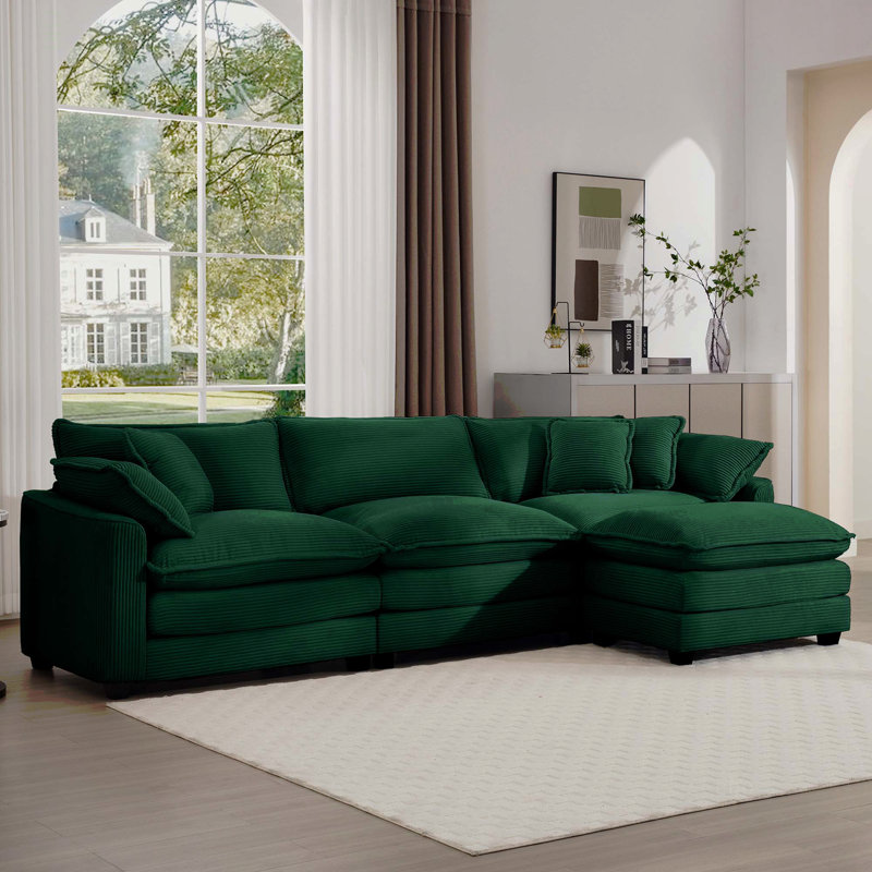 Canapé en velours côtelé vert Corduroy, Velours côtelé vert