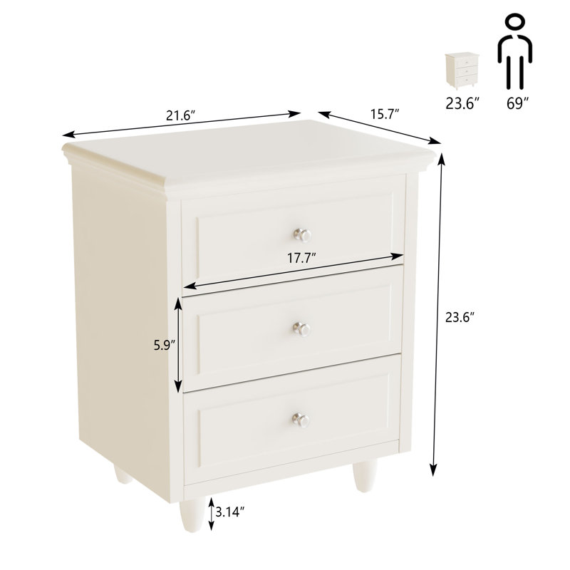 Abhiraam 21.6'' W Nightstand, White