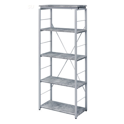 Bibliothèque rustique industrielle à 4 tablettes, structure en acier robuste avec revêtement thermolaqué durable pour une utilisation durable et beaucoup de rangement