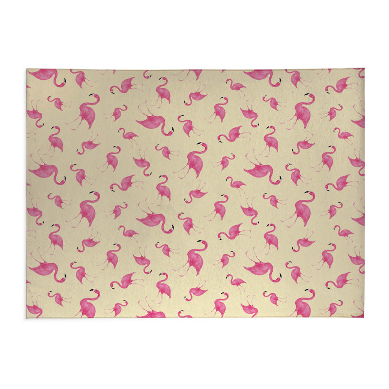 Tapis de bureau Summer Flamingo, L 60 po x P 84 po, Jaune