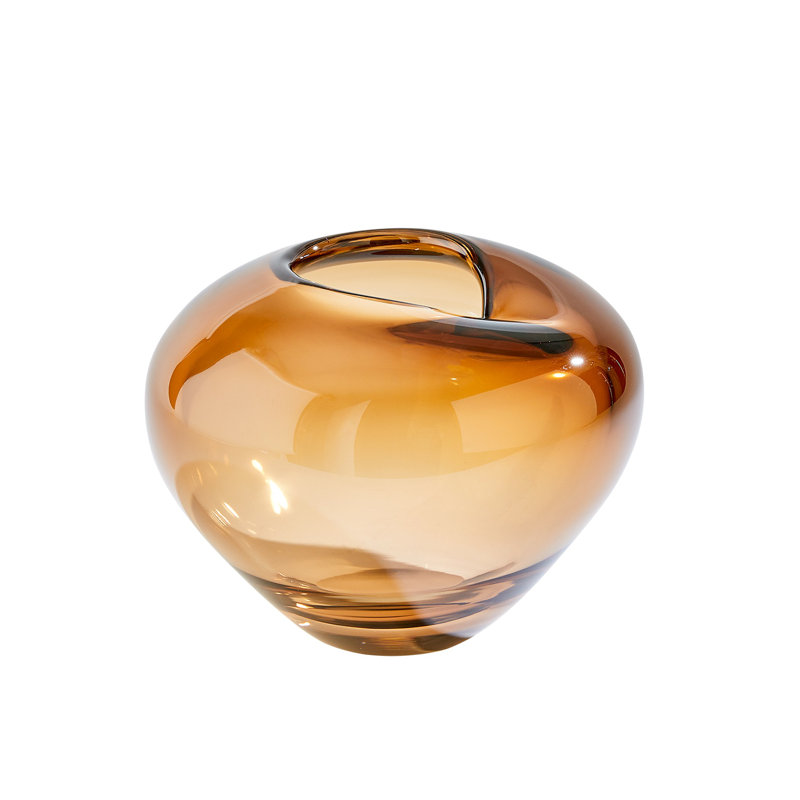 Vase ondulé - Ambre foncé-Lg, H 10 po x l 12 po x P 12 po